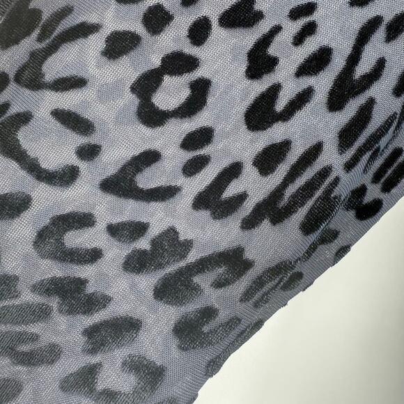 Lane Bryant Long-Sleeve Mock-Neck Sheer Mesh Skater Top Leopard Women Size 14/16 - Picture 5 of 11